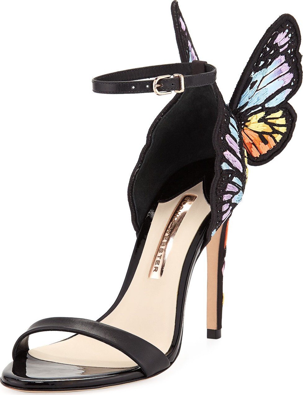 Sophia Webster Chiara Embroidered Satin Butterfly Sandals