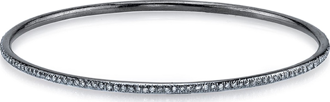 Sheryl Lowe Skinny Pave Diamond Silver Bangle Bracelet