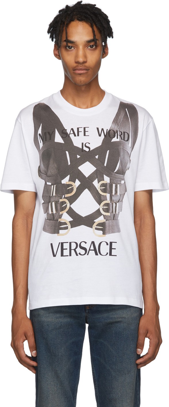 Versace White 'My Safe Word Is' T-Shirt