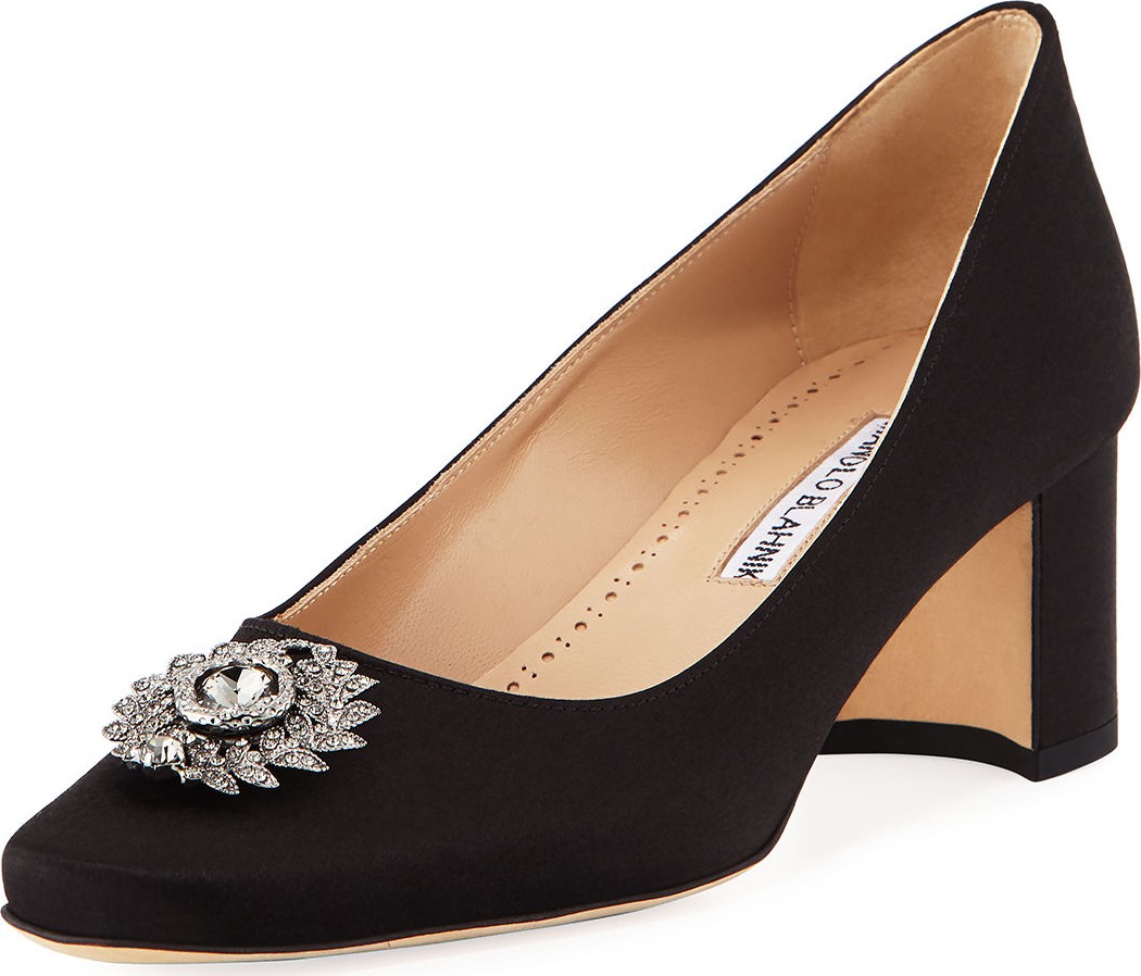 Manolo Blahnik Pimna Satin Embellished Pumps