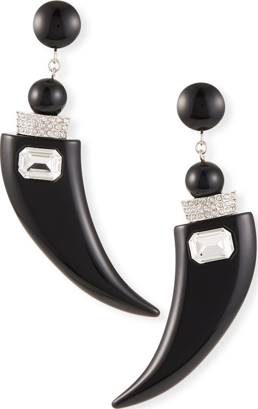 Saint Laurent Eighties Crystal Horn Earrings