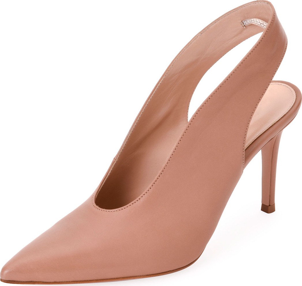 Gianvito Rossi High-Vamp Lamb Leather Slingback Pumps