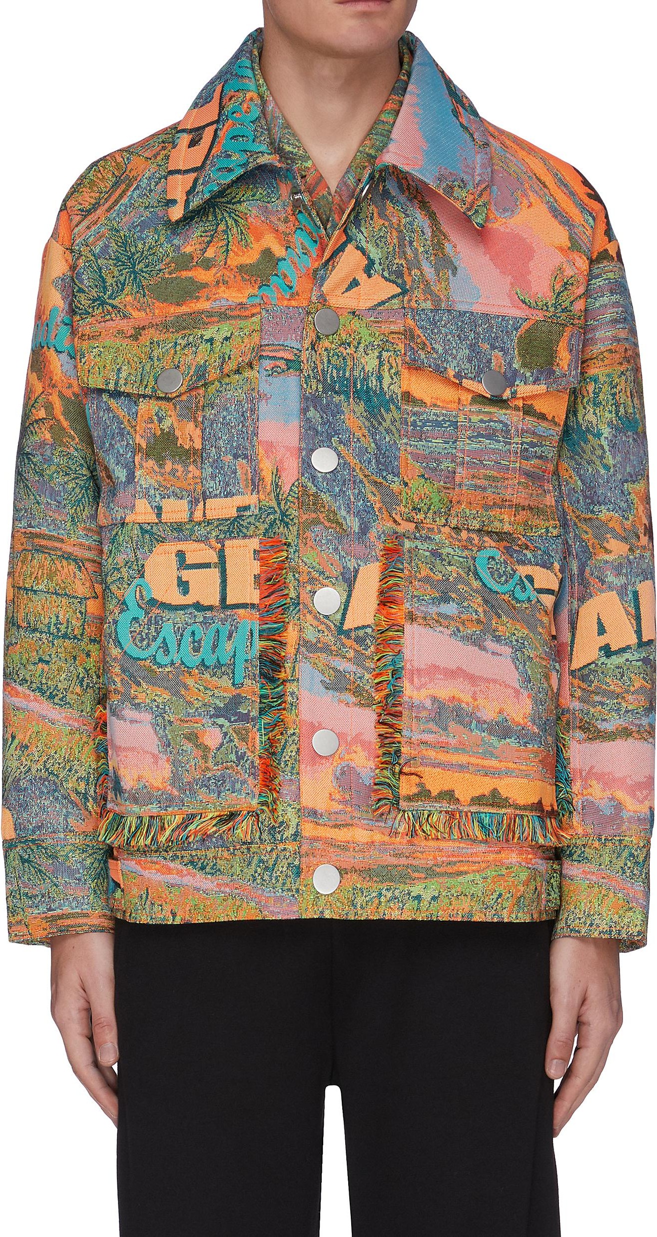 Angel Chen Hawaii fringe jacquard mix jacket