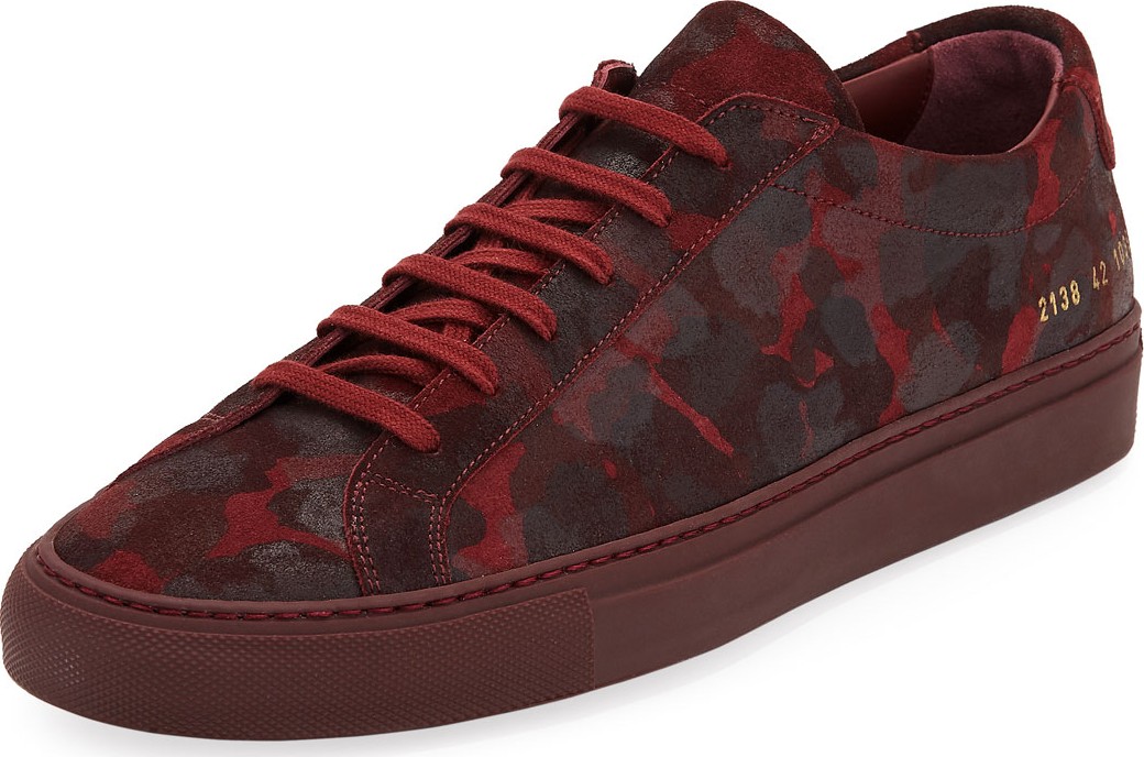 Common Projects Men's Achilles Camo Suede Low-Top Sneakers, Red