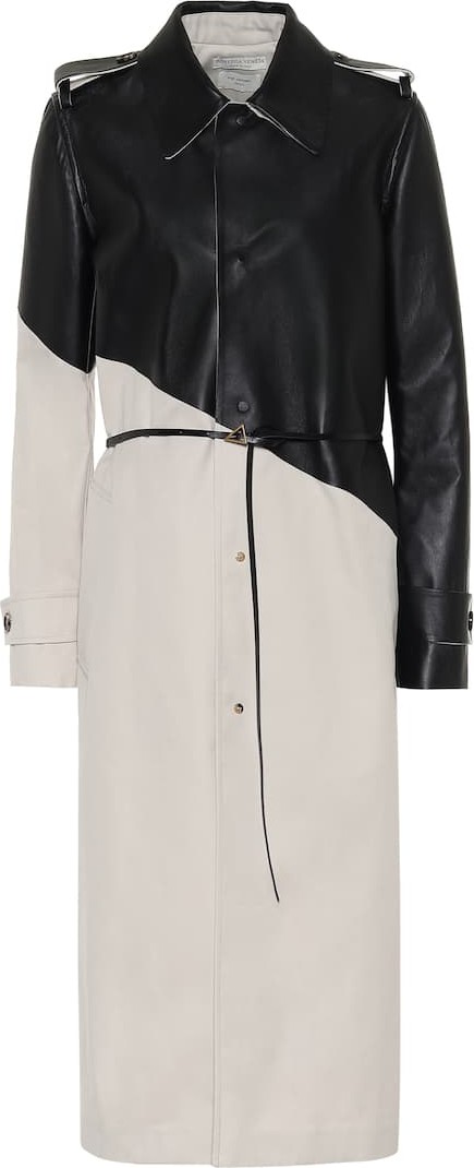 Bottega Veneta Leather and gabardine trench coat
