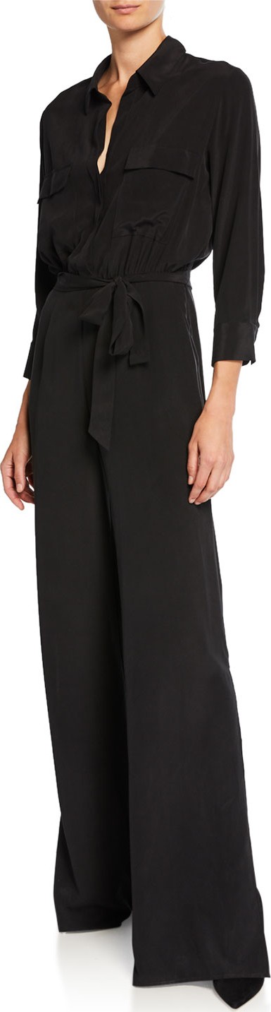 L'AGENCE Rannah Tie-Waist Silk Jumpsuit