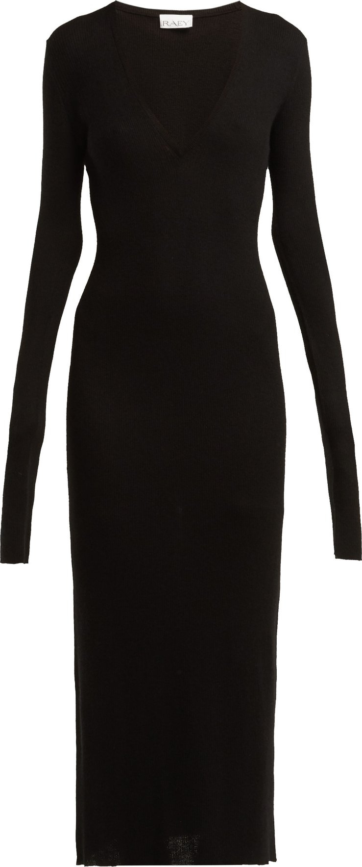 Raey Deep-V fine-rib cashmere dress