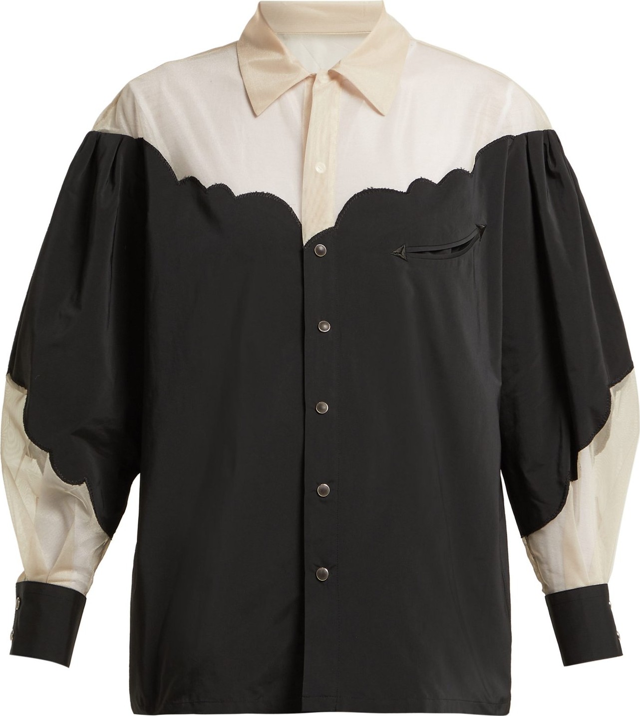 Toga Panelled tulle and taffeta blouse