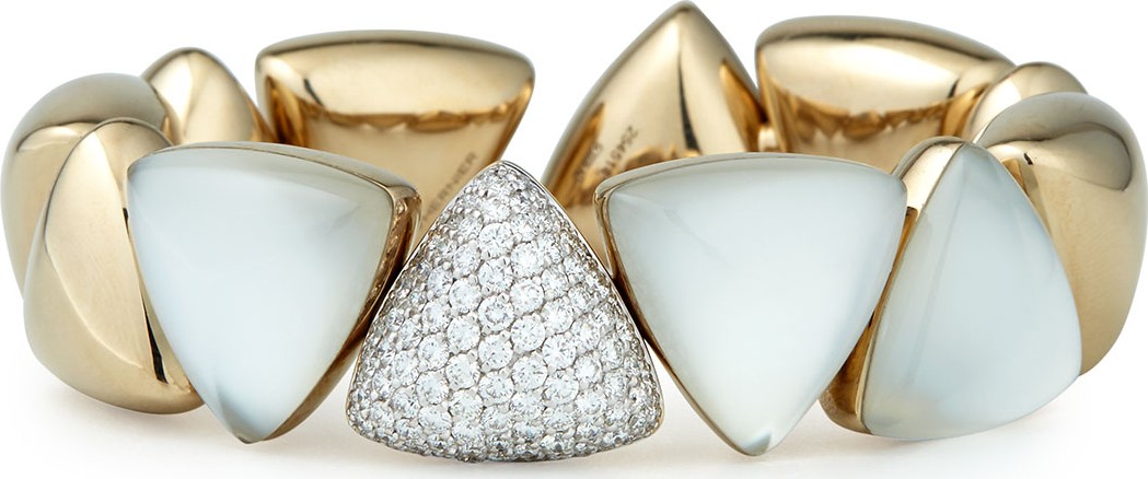 Vhernier Freccia 18k White Gold Rock Crystal White Mother of Pearl White Diamonds Bracelet