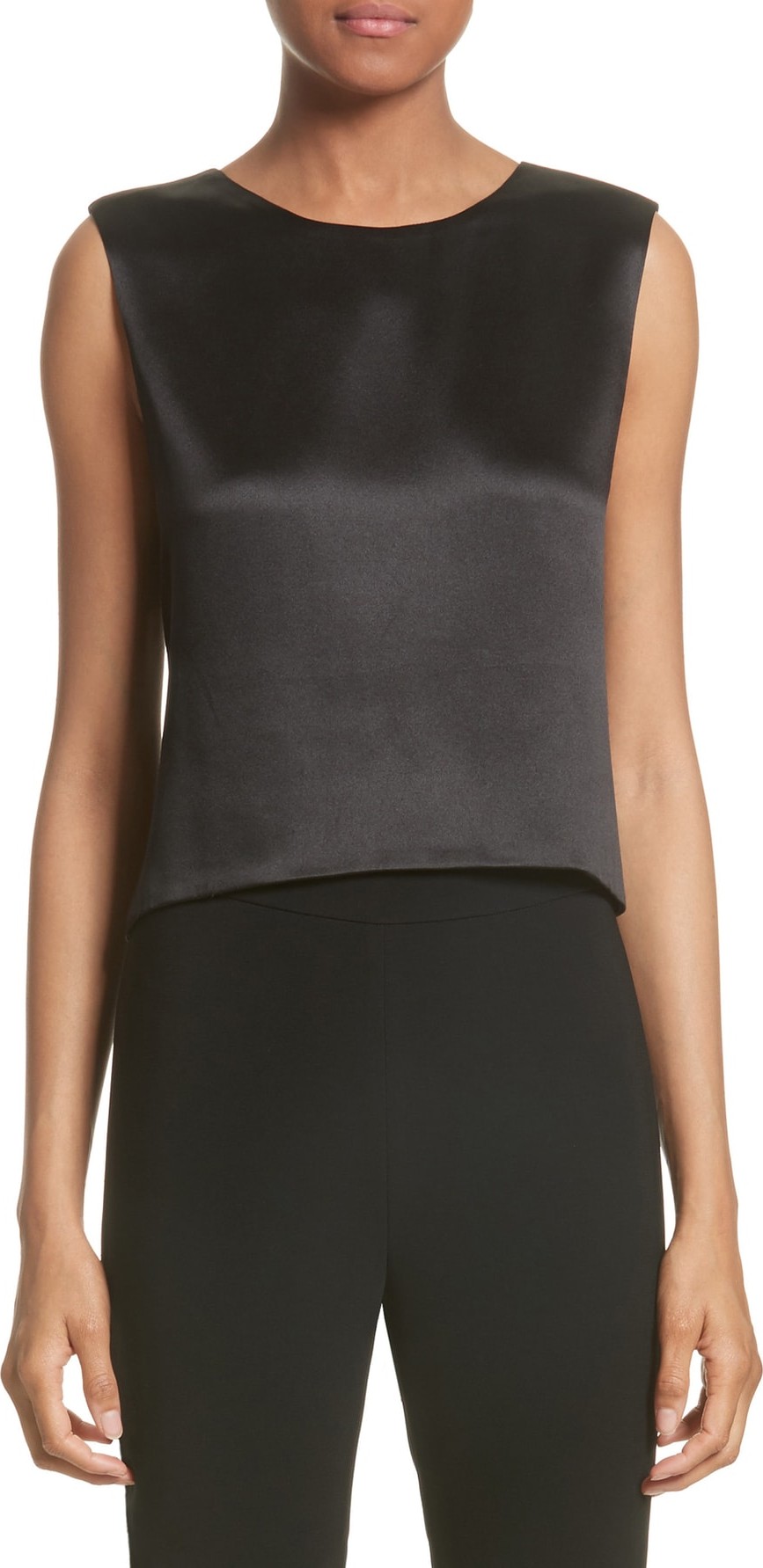 Brandon Maxwell Silk Satin Crop Tank