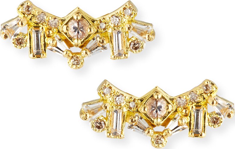 Armenta Sueno 18k Diamond & Sapphire Cluster Stud Earrings