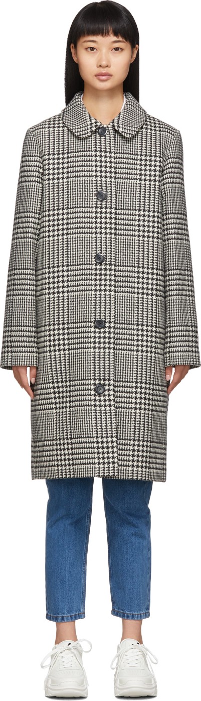 A.P.C. Black Houndstooth Peel Coat