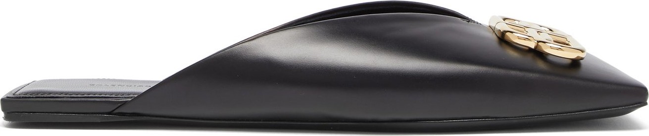 Balenciaga BB-logo square-toe backless leather loafers