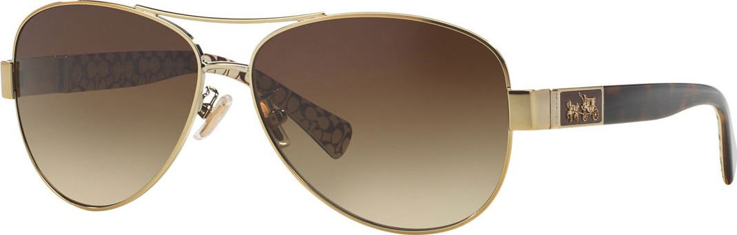 COACH Gradient Aviator Sunglasses w/ Metal Logo Plaque