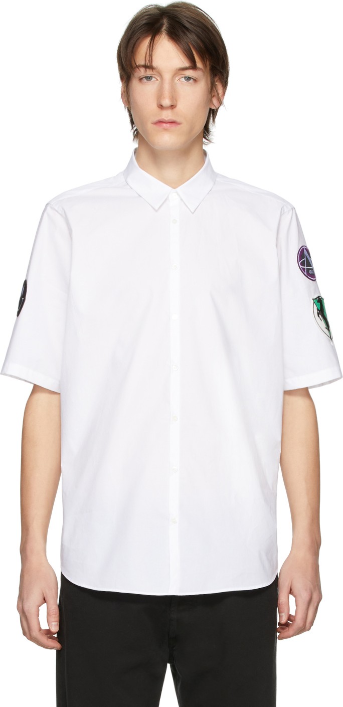 Raf Simons White Patches Slim Fit Short Sleeve Shirt