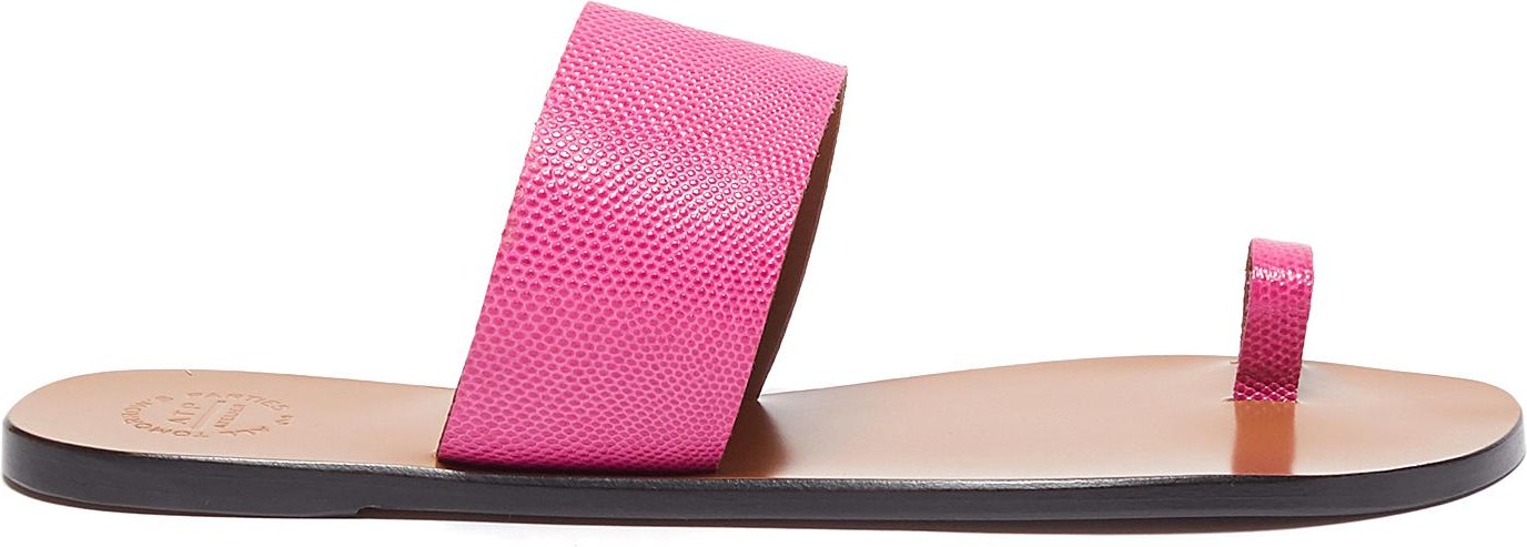 ATP Atelier 'Astrid' toe ring snake embossed leather slides