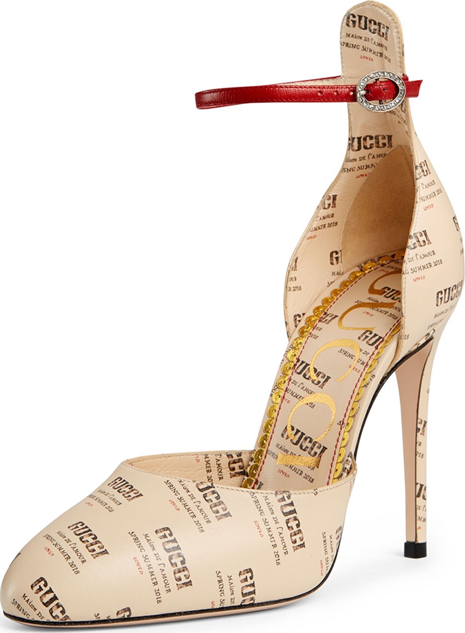 Gucci 105mm Daisy Anklsetrap D'Orsay Pump