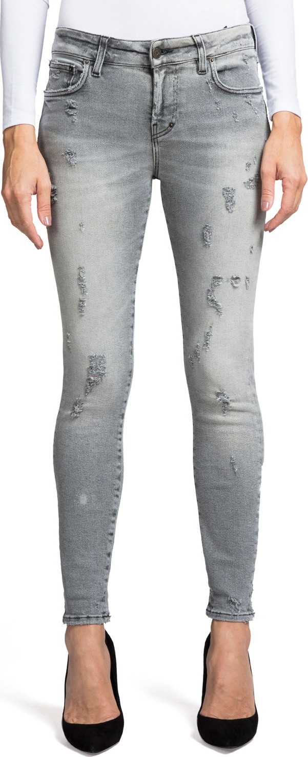 PRPS Super Stretch Mid-Rise Distressed Ankle Skinny Jeans