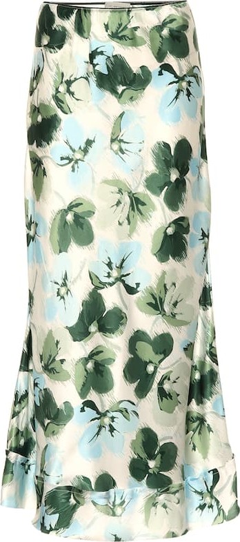 Lee Mathews Floral-printed silk skirt