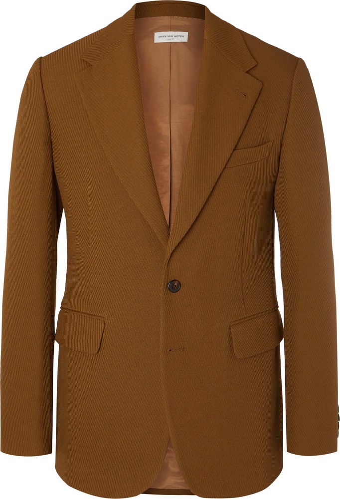 Dries Van Noten Light-Brown Bareno Slim-Fit Textured-Wool Suit Jacket