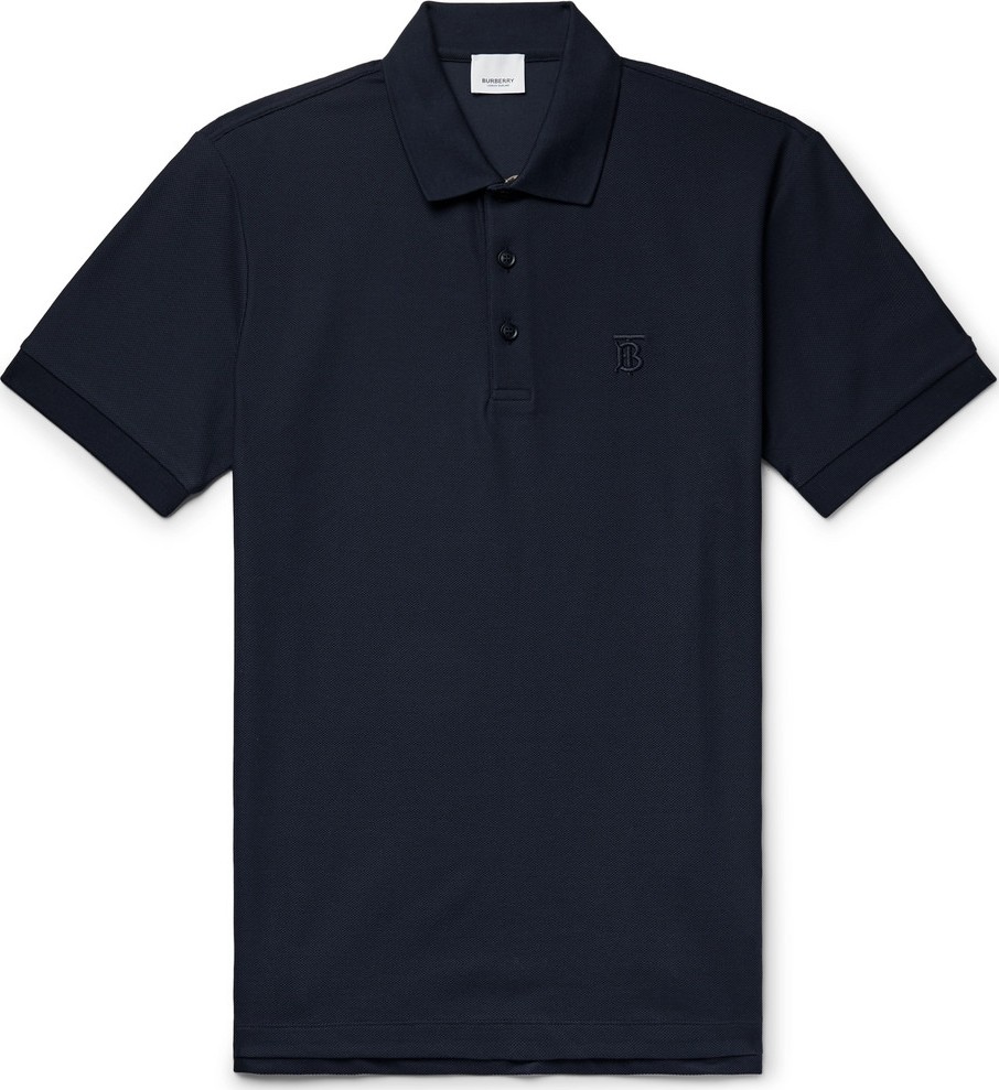 Burberry London England Logo-Embroidered Cotton-Piqué Polo Shirt