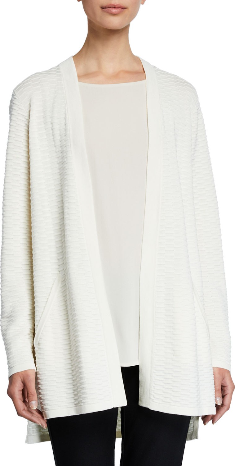 Eileen Fisher Simple Textured Silk/Cotton Cardigan