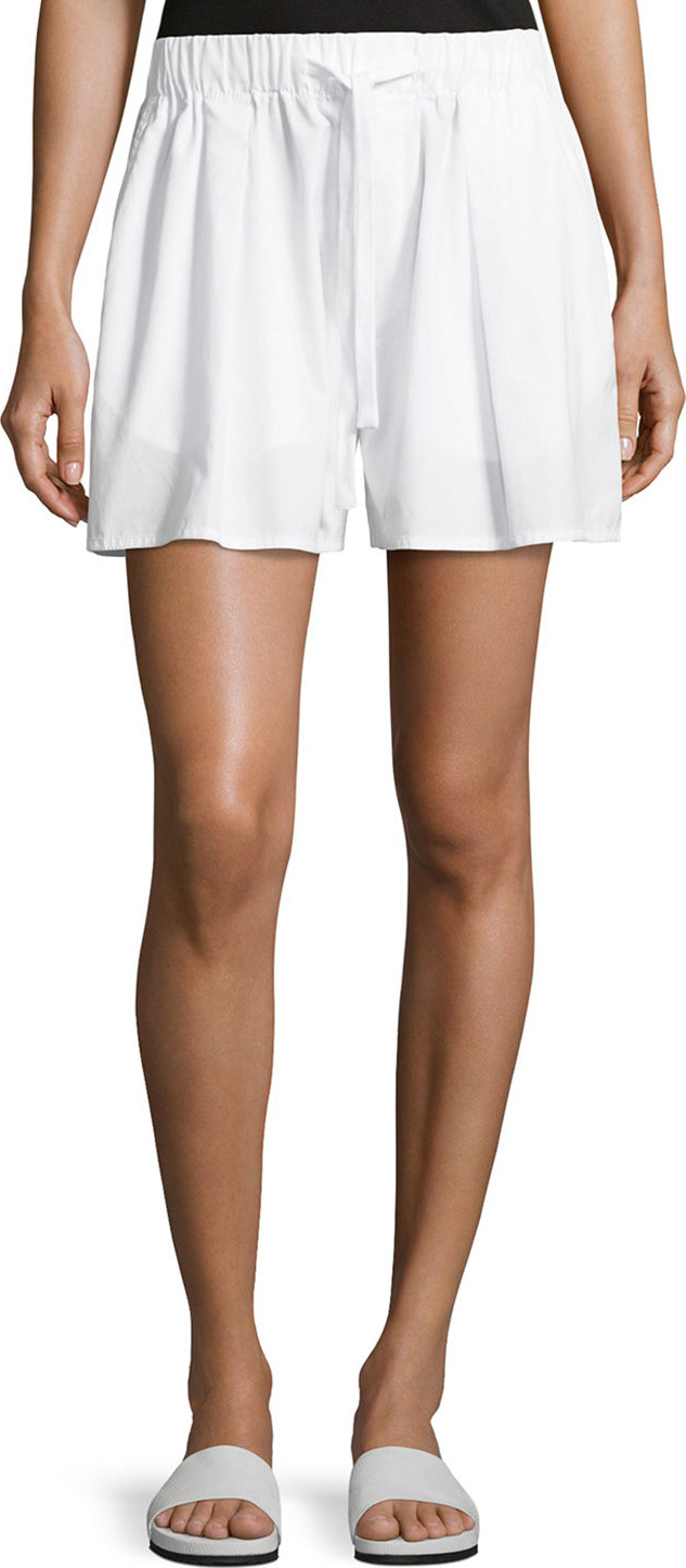 Vince Pleated Self-Tie Cotton Shorts