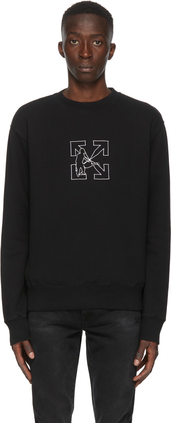 Off White Black Logo Workers Sweatshirt