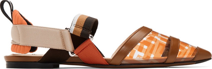 Fendi Brown & Orange PVC Colibrì Flats