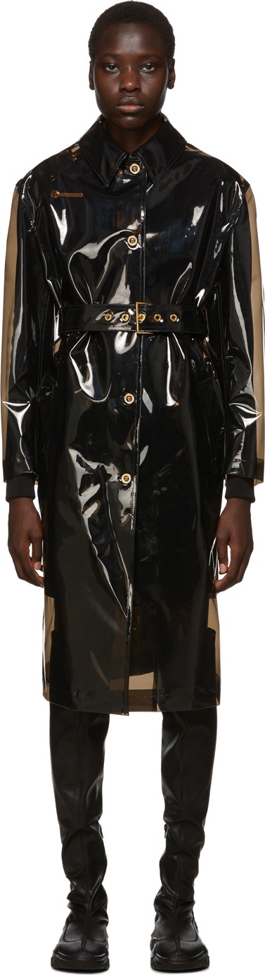 Versace Black Transparent Trench Coat