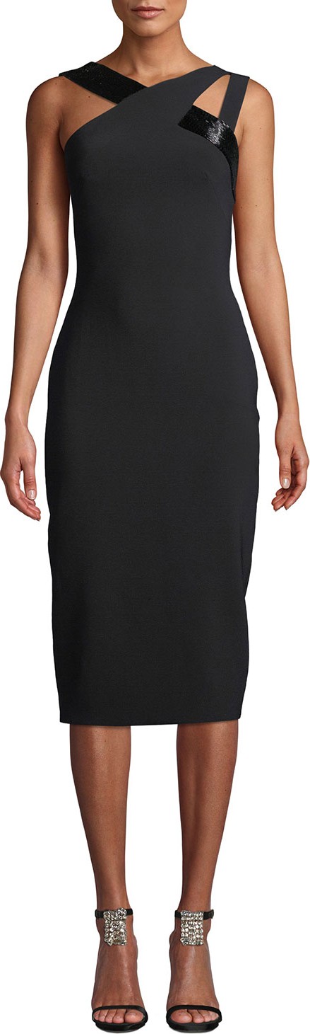Theia Beaded Double-Strap Bodycon Dress