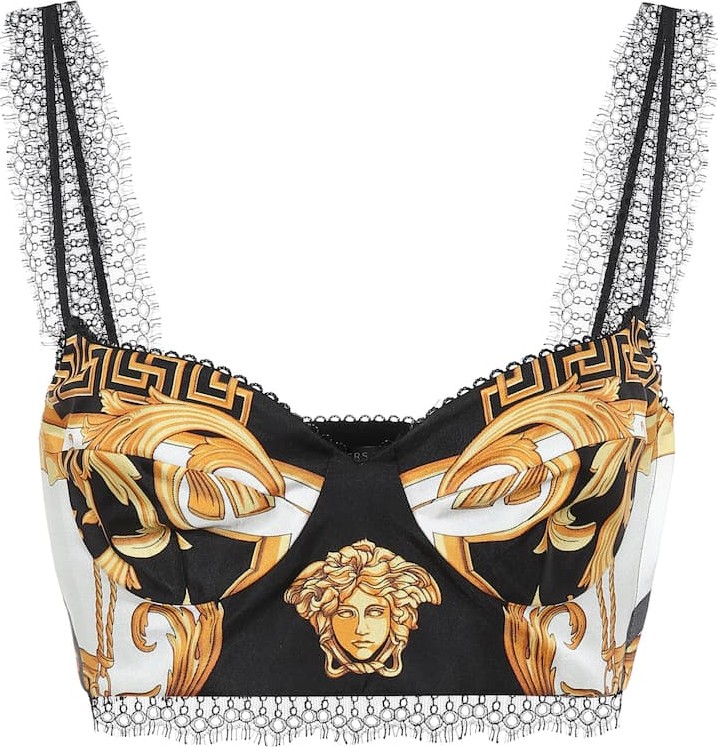 Versace Printed silk bralette