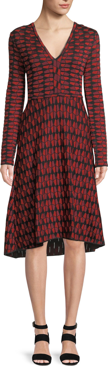 M Missoni Geometric Jacquard Long-Sleeve Dress