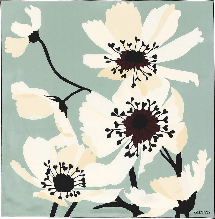 Valentino Floral-printed silk scarf