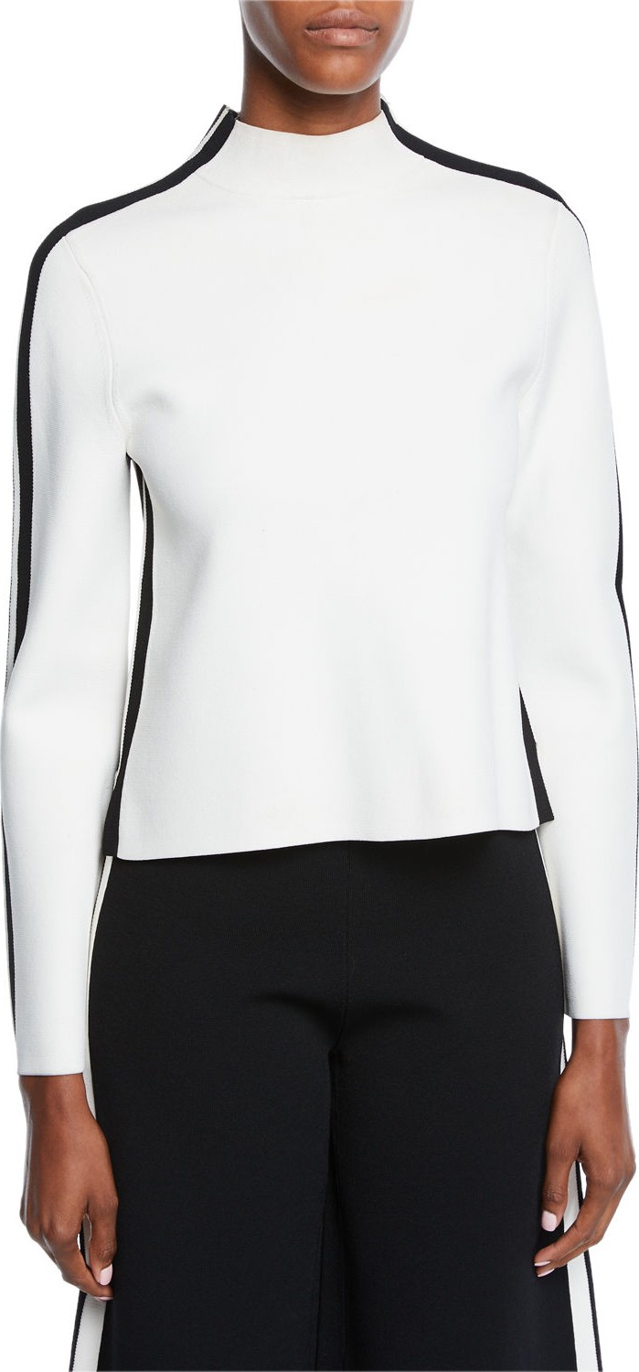 Veronica Beard Retha Striped Sporty Pullover Sweater