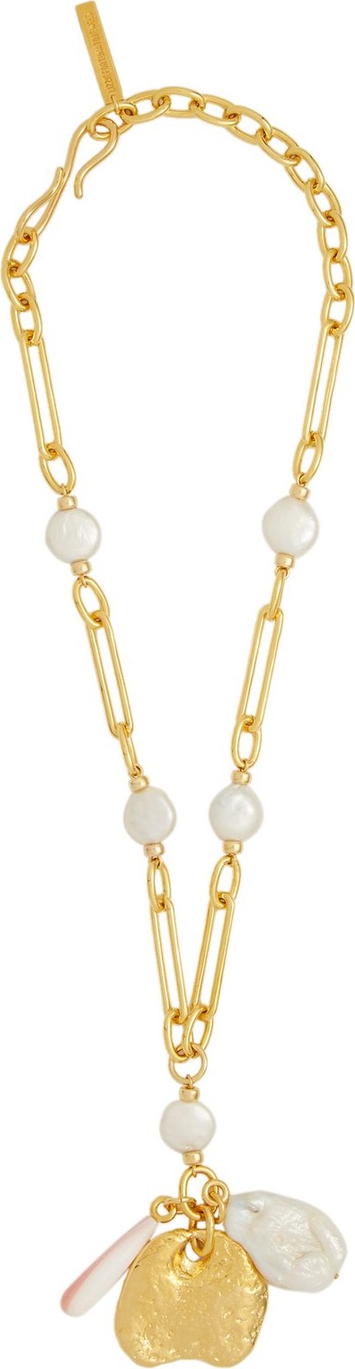 Lizzie Fortunato Holiday gold-plated Baroque-pearl charm necklace