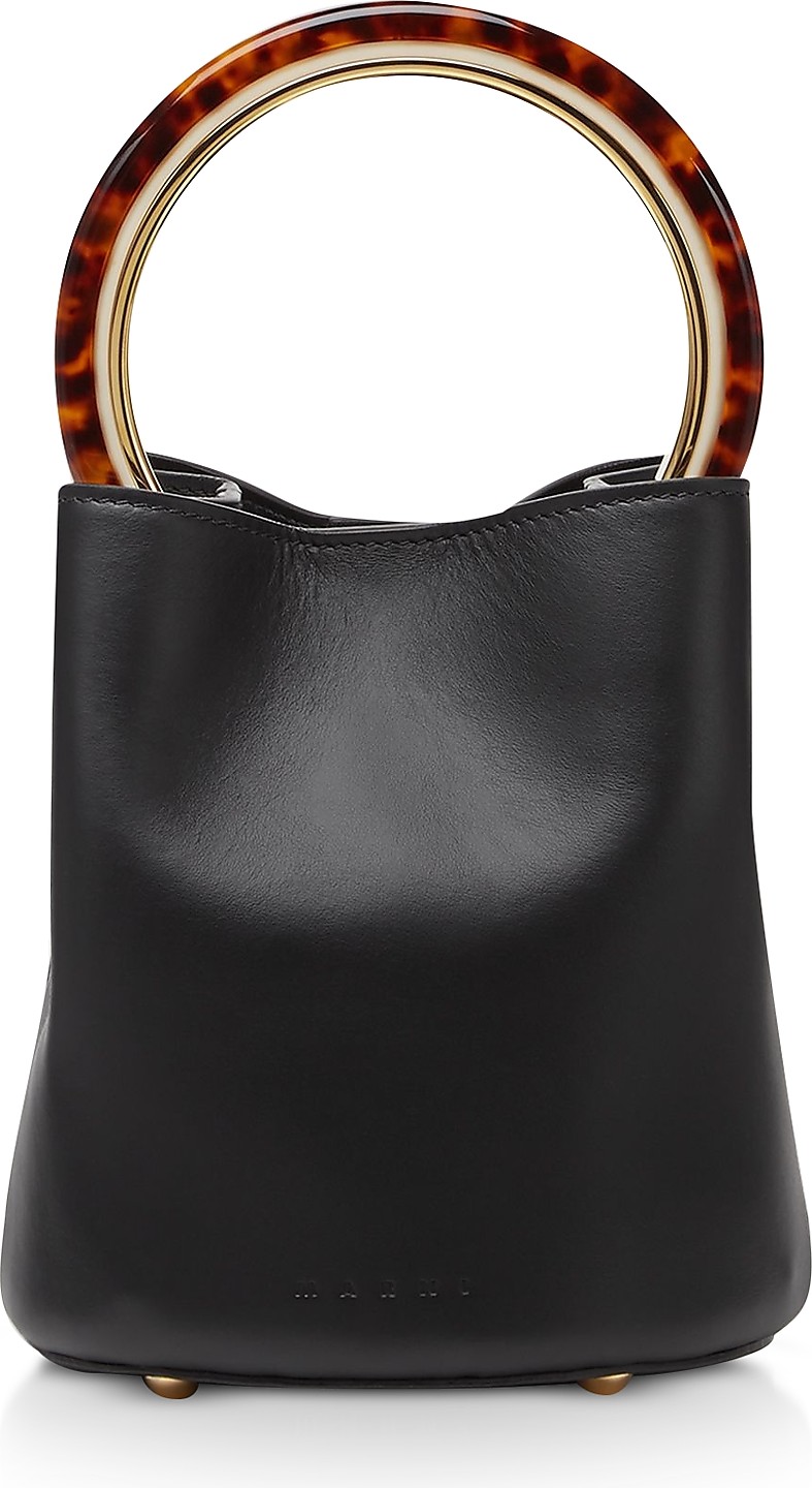 Marni Calfskin Pannier Bag W/ Design Handle Marni Calfskin Pannier Bag W/ Design Handle