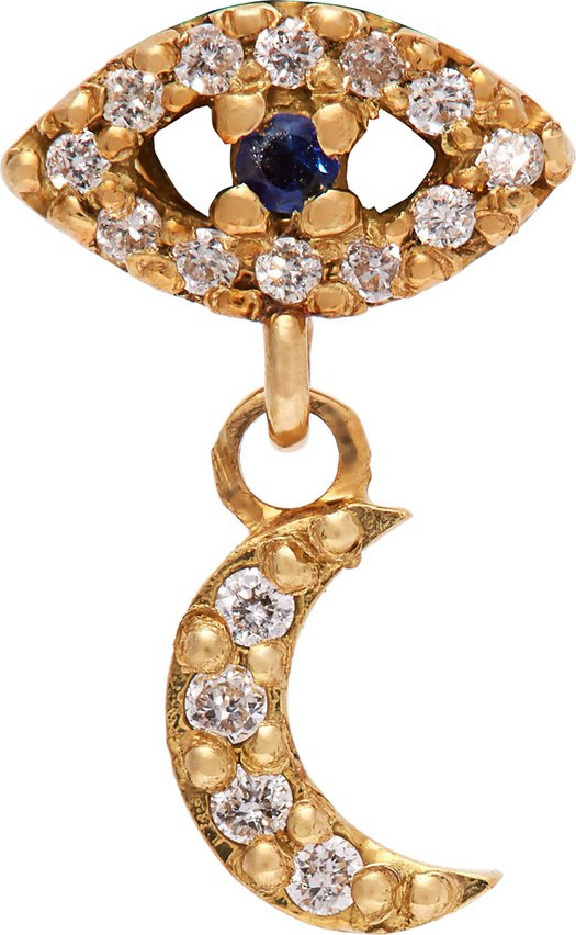Ileana Makri 18kt gold, sapphire and diamond drop earring