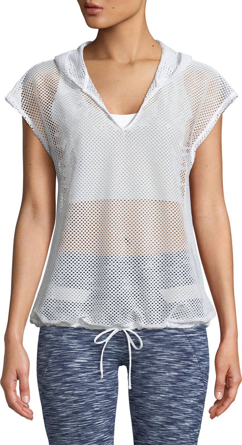 Lanston Aven Sleeveless Hooded Sheer Mesh Pullover