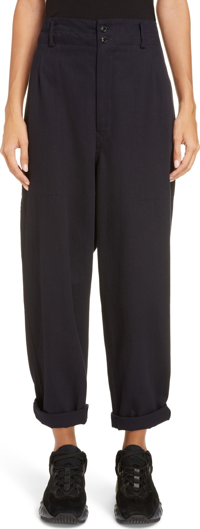Y's By Yohji Yamamoto Tapered Wide Leg Cuff Pants