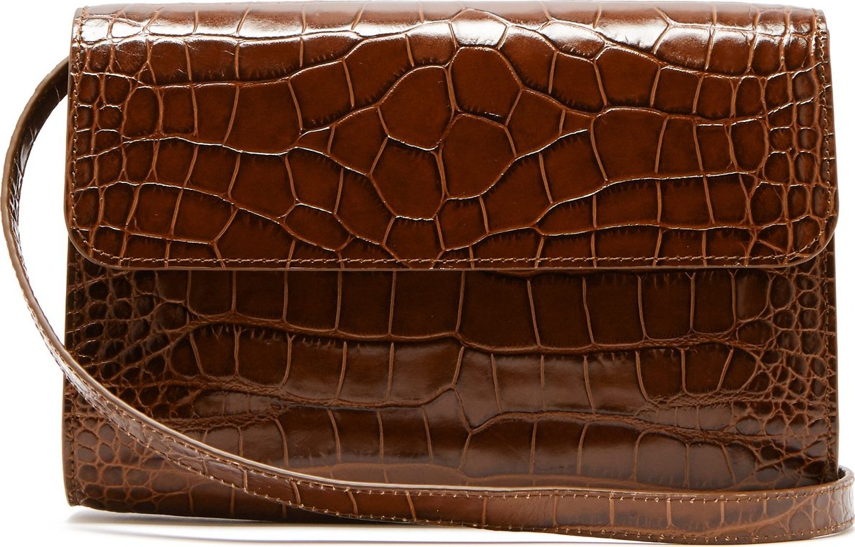 By Far Crossover crocodile-effect leather shoulder bag