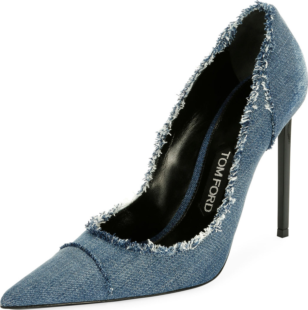 TOM FORD Fringed Denim 105mm Pump