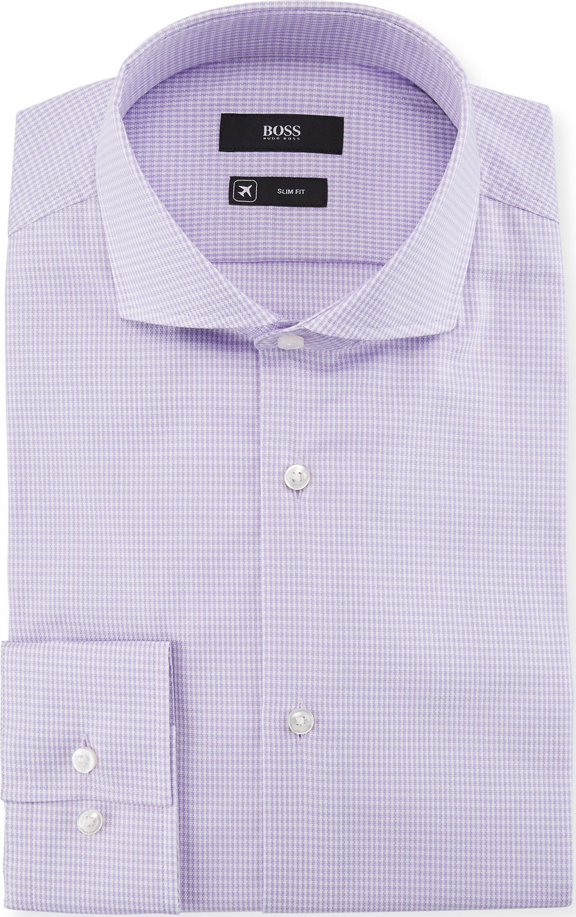 BOSS Hugo Boss Jason Slim Fit Gingham Cotton-Blend Dress Shirt