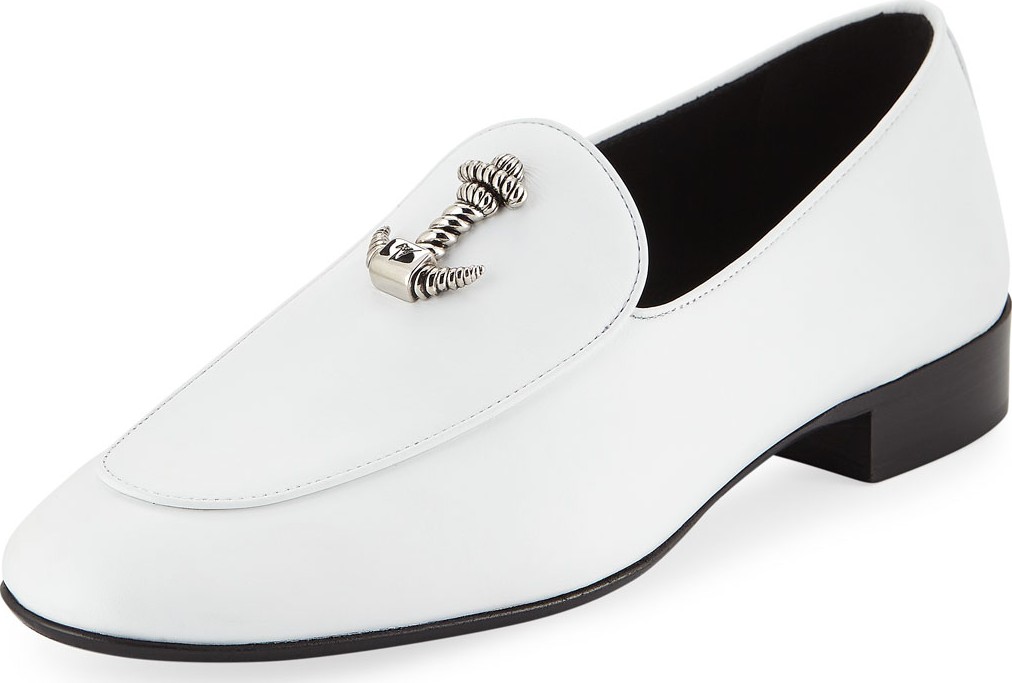 Giuseppe Zanotti Men's Dressy Leather Loafers with Anchor Detail