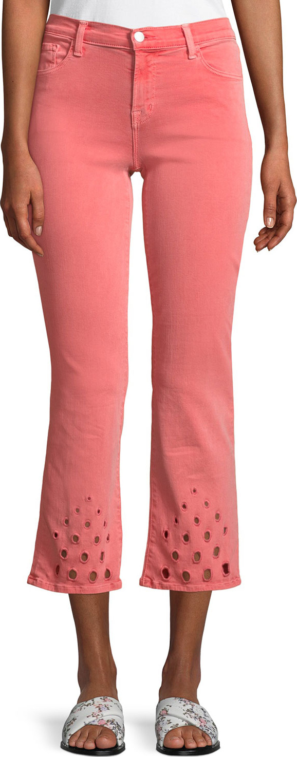 J BRAND Selena Mid-Rise Crop Boot Jeans with Lace Hem