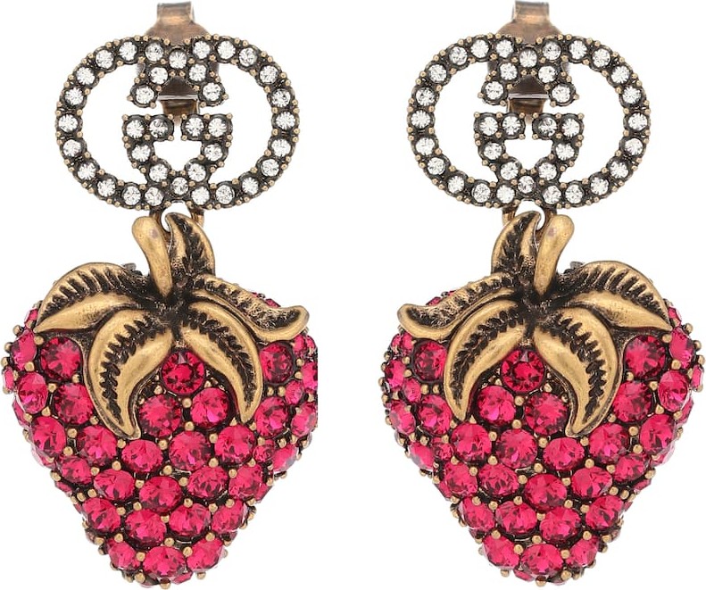 Gucci Strawberry crystal earrings