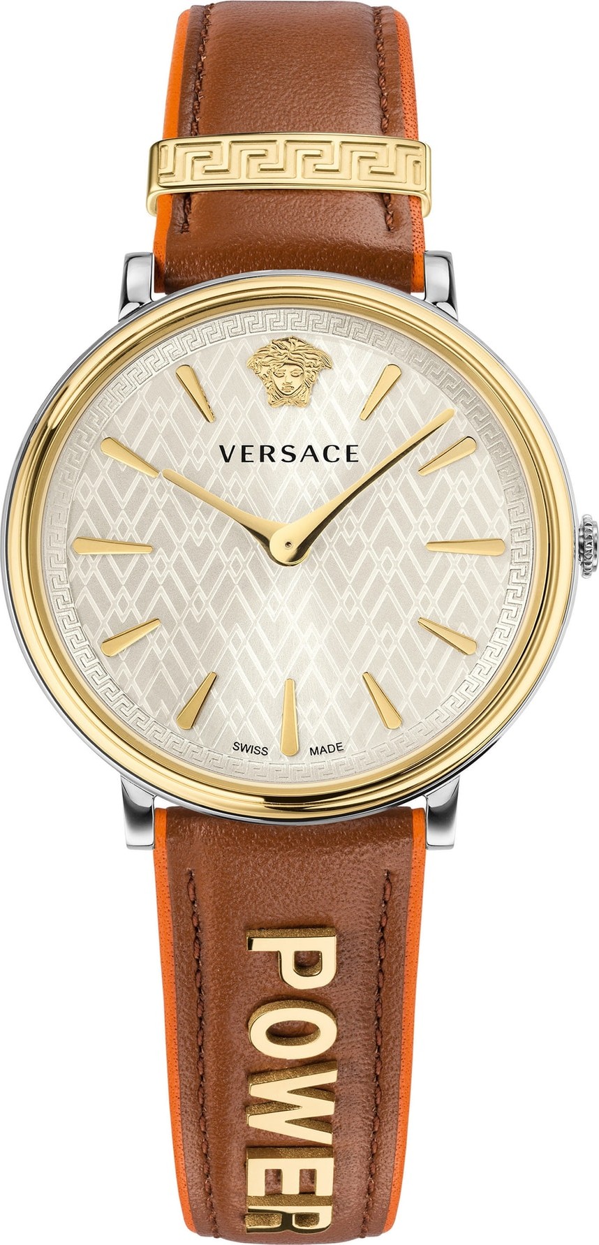 Versace Manifesto Leather Strap Watch, 38mm