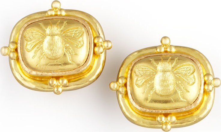 Elizabeth Locke 19k Gold Bee Clip/Post Earrings