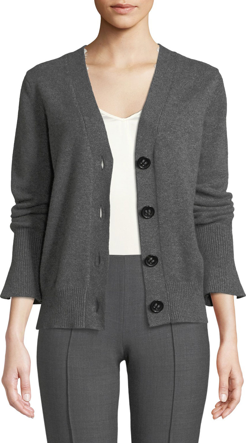 Agnona Eternal Cashmere V-Neck Trumpet-Cuff Cardigan