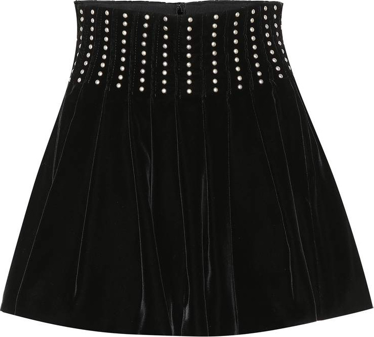 Saint Laurent Studded velvet miniskirt